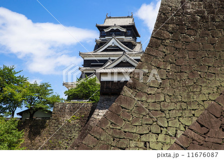 熊本城と武者返しの写真素材