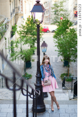 Beautiful girl in pink dress on Montmartre 11676123