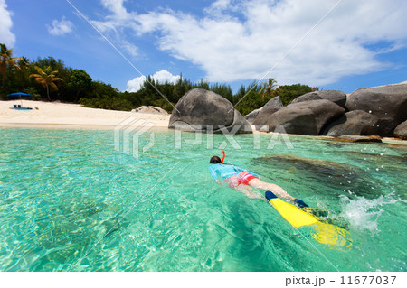 Woman snorkeling in tropical water Woman snorkeling in tropical water 11677037