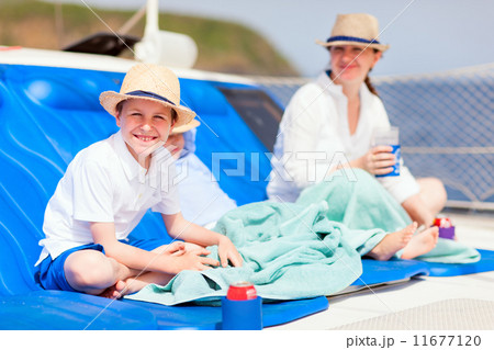 Mother and kids at luxury yacht 11677120