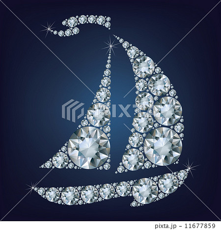 Ship made up a lot of diamonds on the black background  11677859