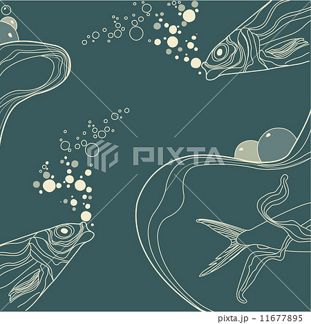 vintage fish and wive ornamental stripes on retro background  11677895