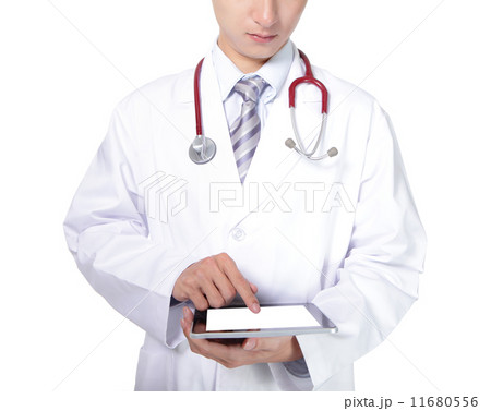 doctor with stethoscope showing blank tablet pc doctor with stethoscope showing blank tablet pc 11680556