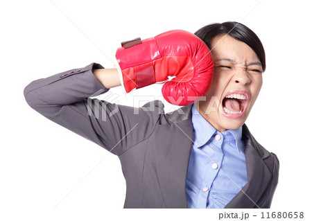 businesswoman knock down itself 11680658
