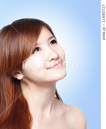 beautiful woman with clean skin and long hairs 11680727