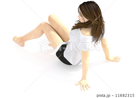 床に座る すらりとした美しい女性の脚のイラスト素材