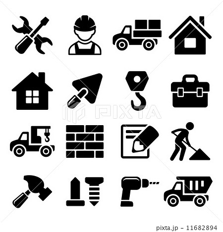 Construction Icons Set on White Background. Vector 11682894