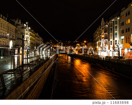 River Tepla in Karlovy Vary at night River Tepla in Karlovy Vary at night 11683698