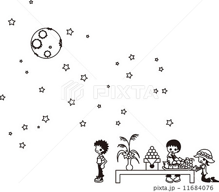 日本では９月に 月見を嗜むのイラスト素材