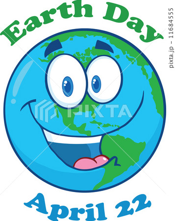 Happy Earth Cartoon Character With Text Happy Earth Cartoon Character With Text 11684555