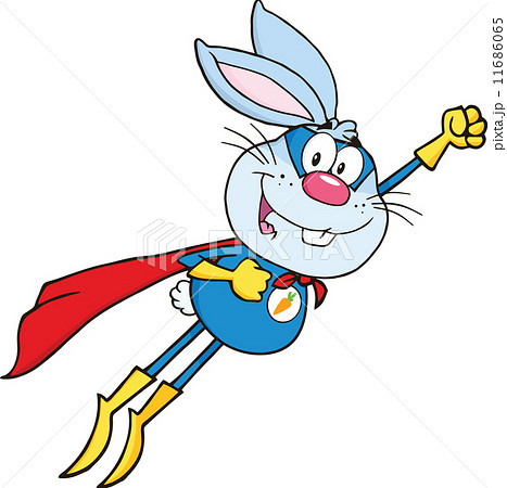 Blue Rabbit Superhero Cartoon Character Flying Blue Rabbit Superhero Cartoon Character Flying 11686065