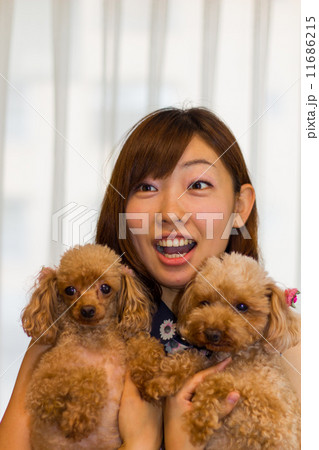 愛犬トイプードルと女性 11686215
