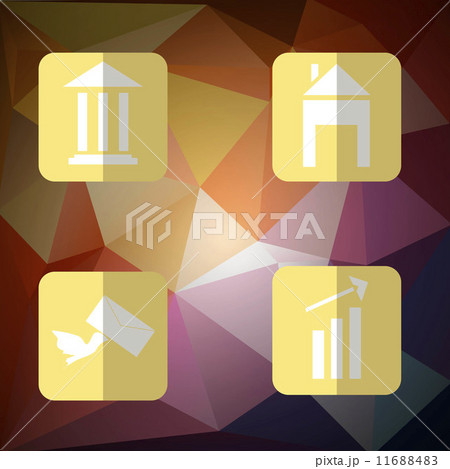 Set business icons flat style with shadow on the polygon backgro 11688483