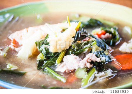 Close up fried rice gravy pork noodles 11688939