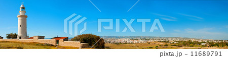Paphos lighthouse. Panoramic photo. Cyprus 11689791