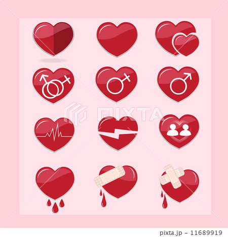 12 set of red hearts icon 11689919