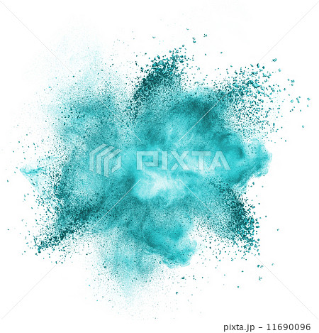 Blue powder explosion isolated on white 11690096