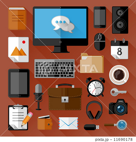 Concept of workplace. Flat icons. Vector illustration. Concept of workplace. Flat icons. Vector illustration. 11690178