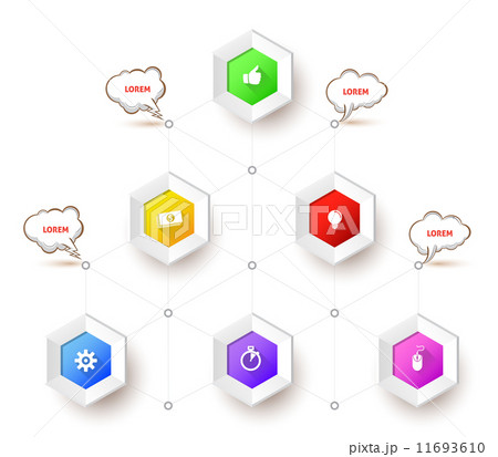 Hexagons relationship with icons 11693610