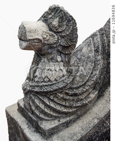 Ancient head of upstair isolated on white background Ancient head of upstair isolated on white background 11694836