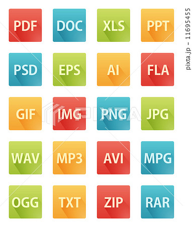 Long Shadow Flat Icons for File Formats Long Shadow Flat Icons for File Formats 11695455