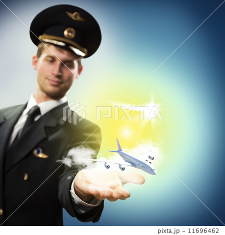 pilot in the form of extending a hand to airplane 11696462