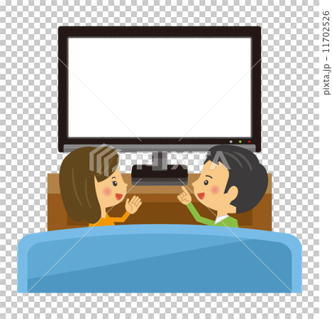夫婦 テレビ Tv ソファー 長椅子のイラスト素材