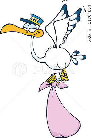 Cute Cartoon Stork Delivery A Baby Girl Cute Cartoon Stork Delivery A Baby Girl 11704968