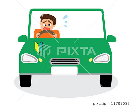 運転を怖がる男性　初心者マーク 11705052