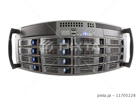 Storage server fisheye view on white background Storage server fisheye view on white background 11705228