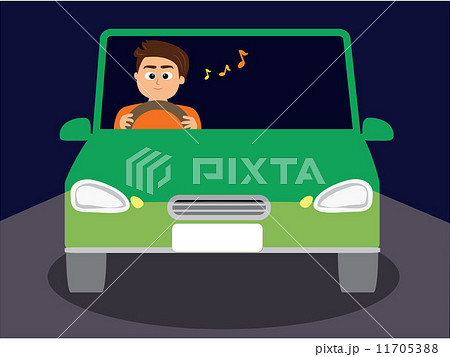 夜間に余裕で運転する男性 11705388
