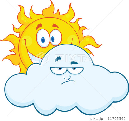 Happy Sun Smiling Behind A Sad Cloud Cartoon... - Stock Illustration  [11705542] - PIXTA