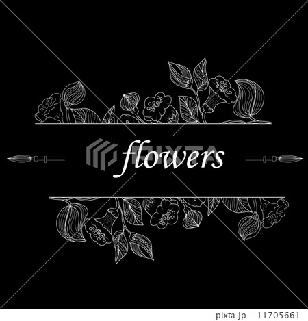 Abstract background with flowers in black and white style 11705661