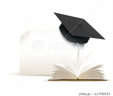 Graduation cap on white background with a book. Vector. 11706034