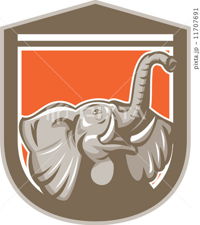 Elephant Head Looking Up Shield Retro 11707691