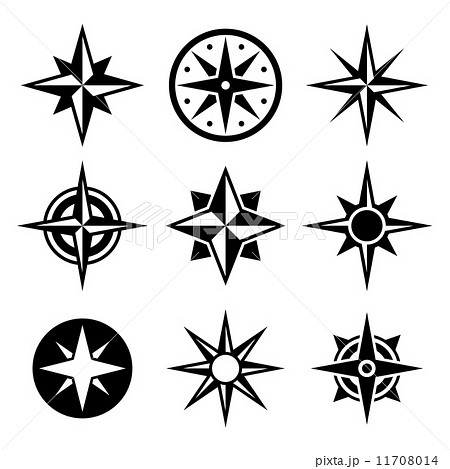 Compass and wind rose icons set. Compass and wind rose icons set. 11708014
