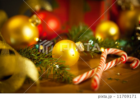 Christmas candies with firtree and baubles Christmas candies with firtree and baubles 11709171