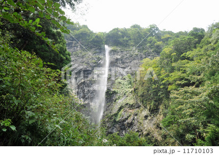 滔々と流れる真夏の灌頂ヶ滝 徳島県勝浦郡上勝町の写真素材