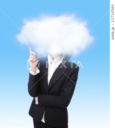 business woman finger point to cloud 11714564