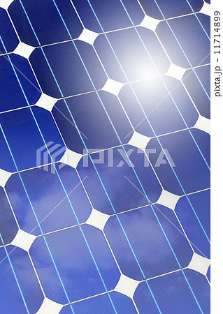 Solar panel closeup with sky and sun reflection Solar panel closeup with sky and sun reflection 11714899