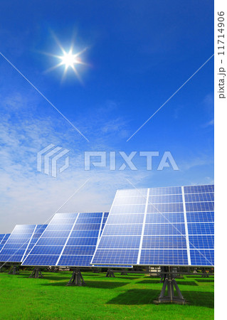 Solar panel system with green grass Solar panel system with green grass 11714906