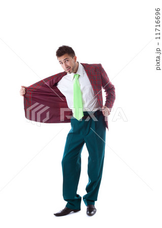 Attractive man posing in unbuttoned jacket 11716696