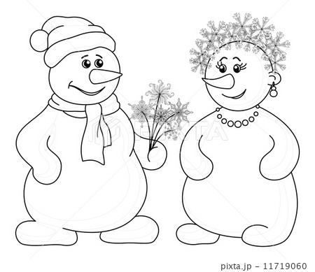 Snowballs with Christmas bouquet, outline 11719060