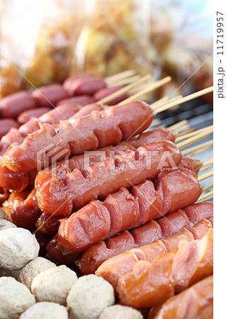 thai sausage on street food market, thailand thai sausage on street food market, thailand 11719957