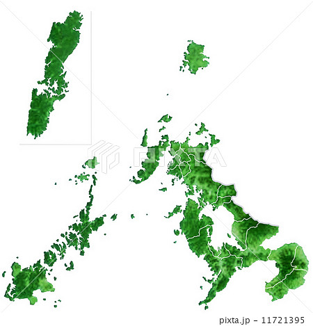 長崎県地図のイラスト素材