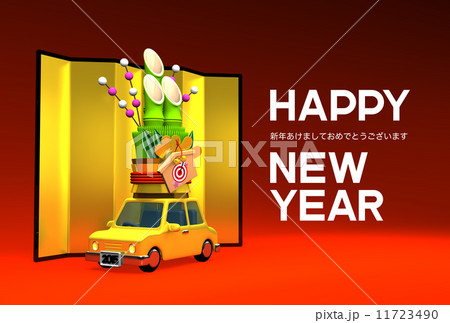 Kadomatsu On Car With Greeting Kadomatsu On Car With Greeting 11723490