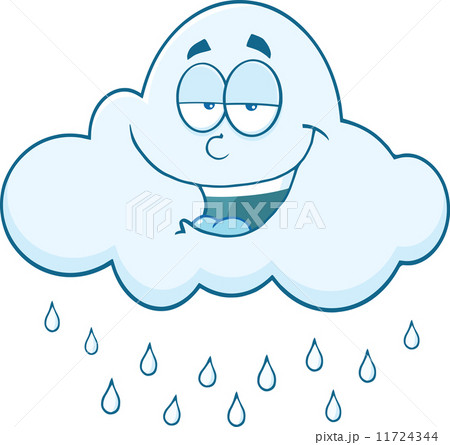 Smiling Cloud Raining Cartoon Character 11724344