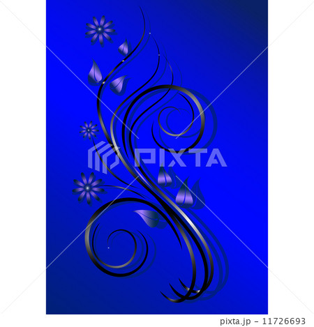 Abstract branch with purple flowers on a blue background. Abstract branch with purple flowers on a blue background. 11726693