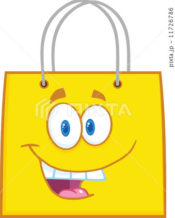 Happy Yellow Shopping Bag Cartoon Character 11726786