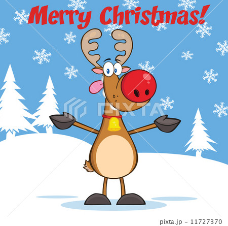 Merry Christmas Greeting With Reindeer 11727370